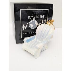 Joy To The World White Adirondack Beach Chair Glass Ornament Boxed Coastal Decor